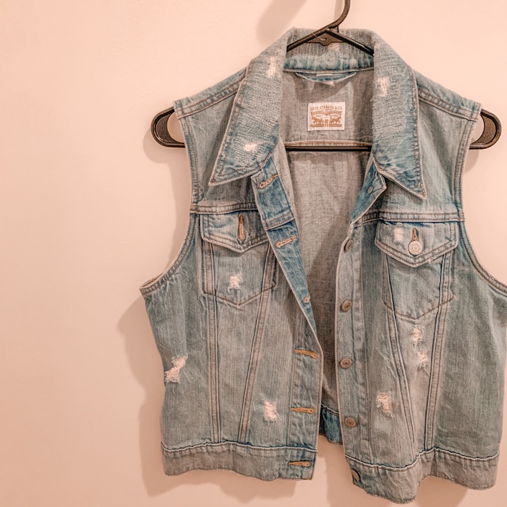 Distressed Denim Vest